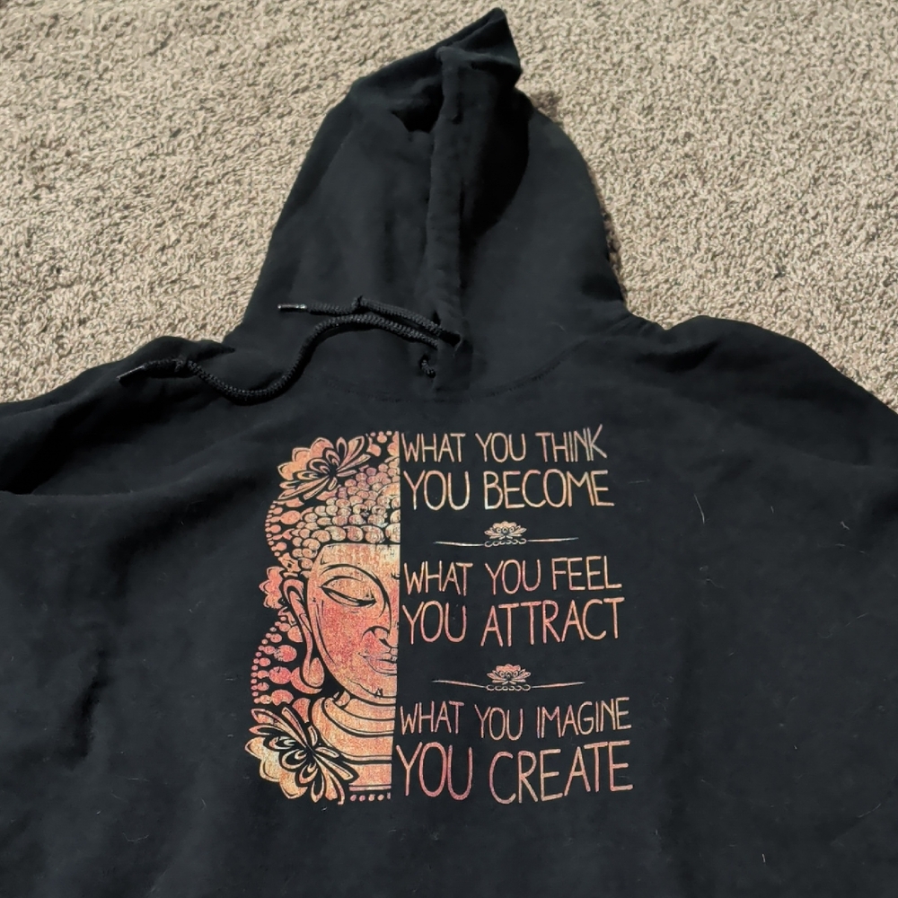 Black Hoodie with Inspirational Buddha Design